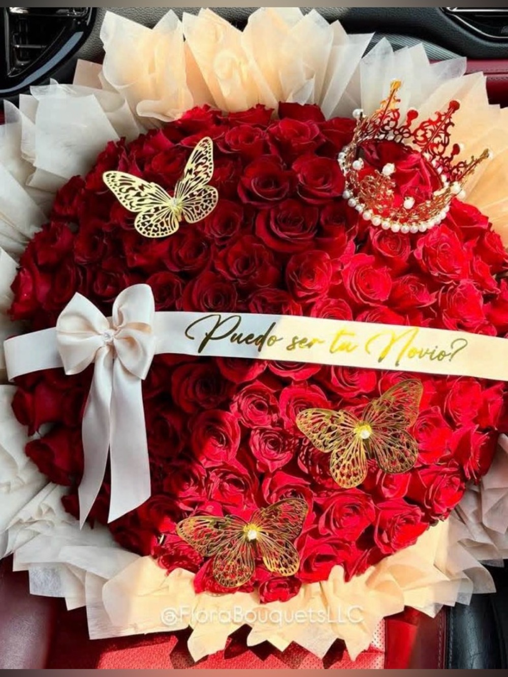 Luxurious Red Rose Bouquet with Gold Accents